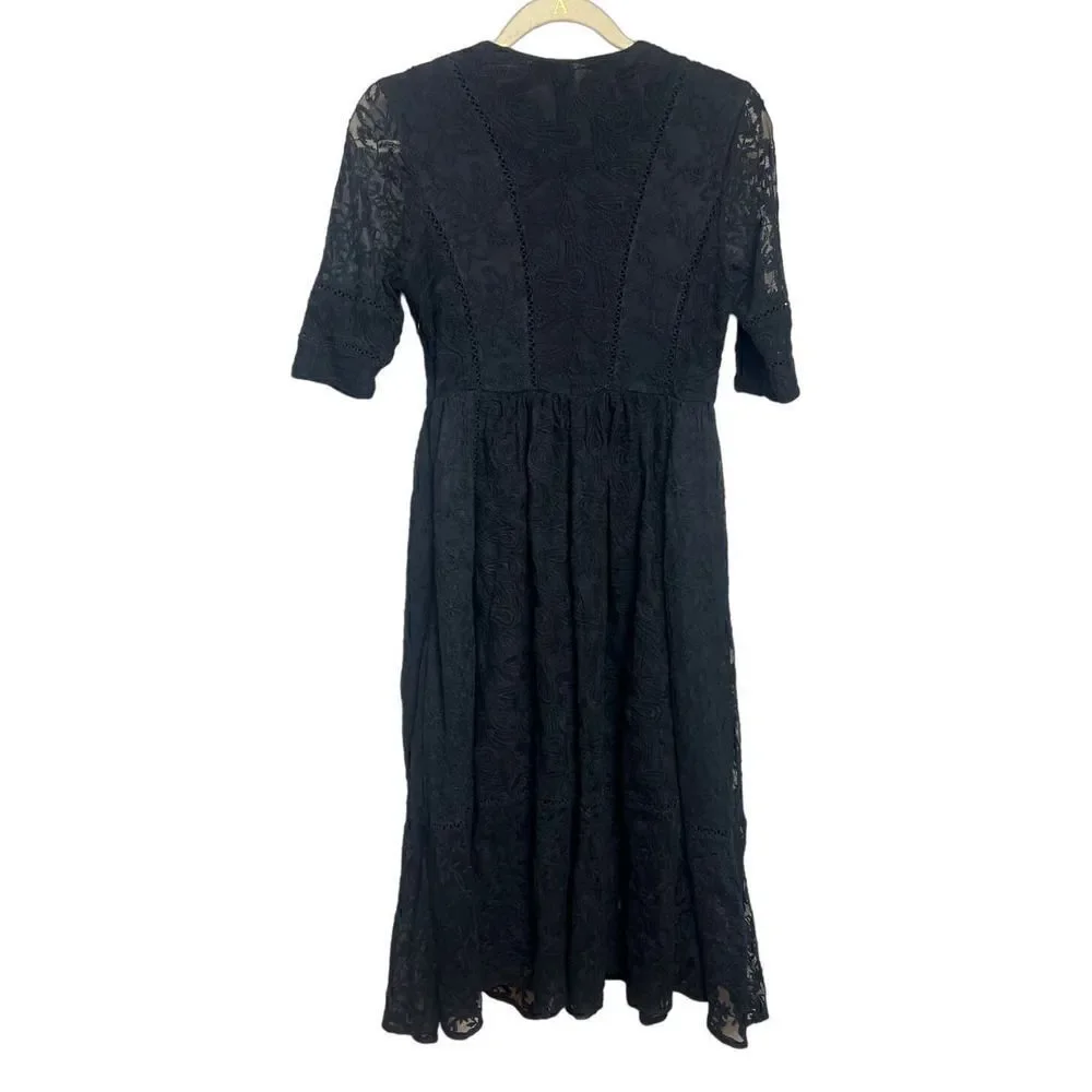 Free People Mountain Laurel Black Midi Dress Sz. XS